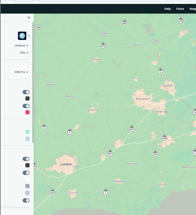 The photo shows a screenshot of the transportation highway area on the Mapbox website.
