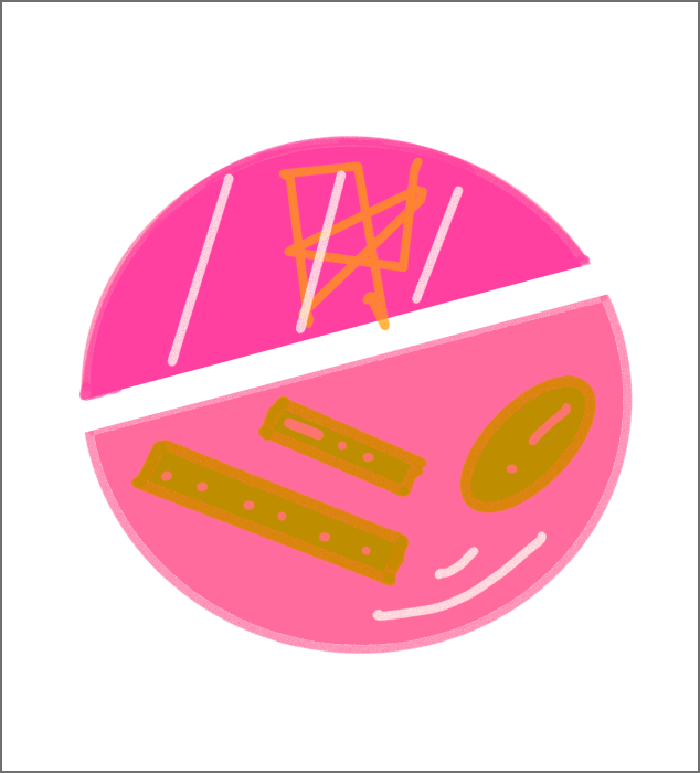 This is a pink-yellow  Procreate sketch, serving as a creative prototype for Digital Data Portraits.