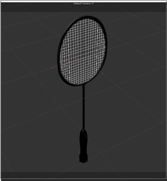 Final screenshot of the badminton racket model showing top and side views.